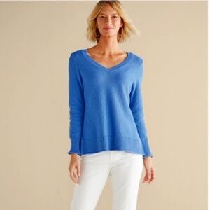 Soft Surroundings Marin Back Button Sweater 100% Cotton Size 1X